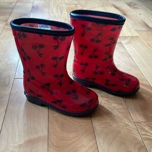 7T Toddler Rain boots Carter’s Red with Navy Cherries Boy Girl Kid shoes
